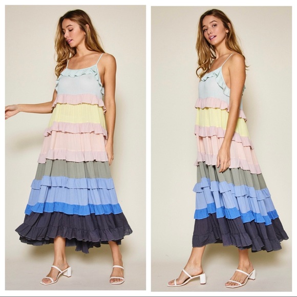 The Most Fabulous Sleeveless Multi Color Boho Maxi Dress! - Picture 2 of 4